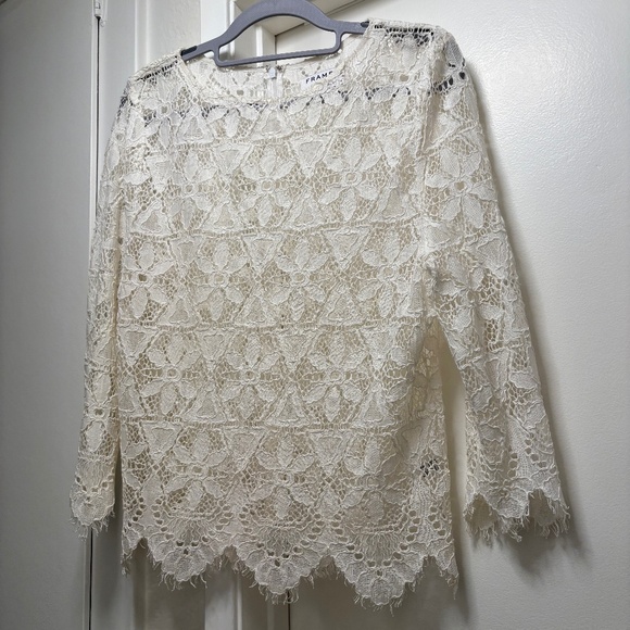 Frame lace shirt - ivory colored - size medium - Picture 1 of 7